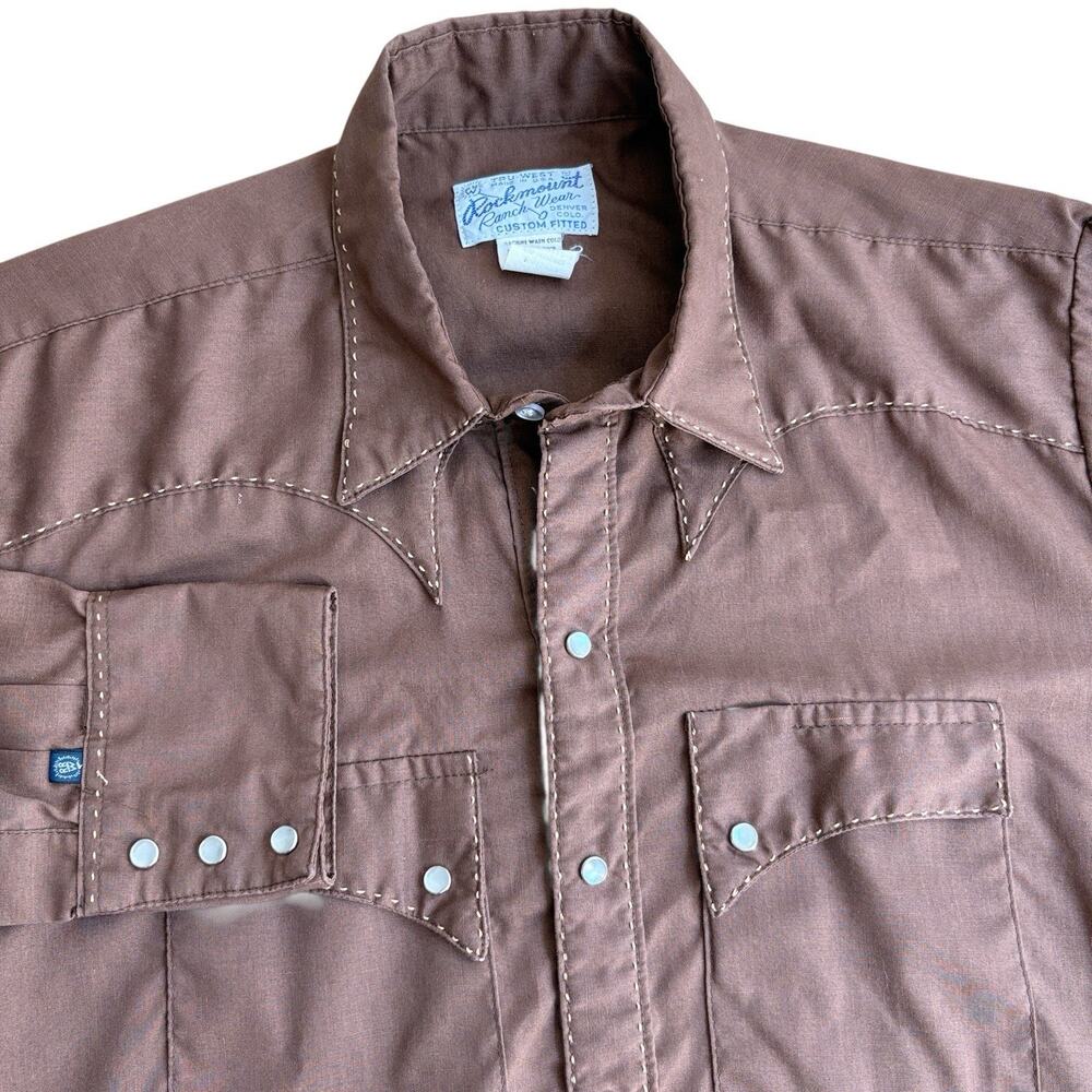 VTG Rockmount Pear Snap Western Shirt Men's Size 16-32 Brown Ranch Wear USA